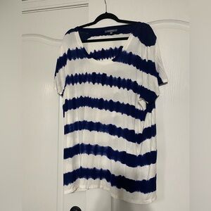 Lisa Rinna Striped Blue and White Women's Top Women’s Size 3X